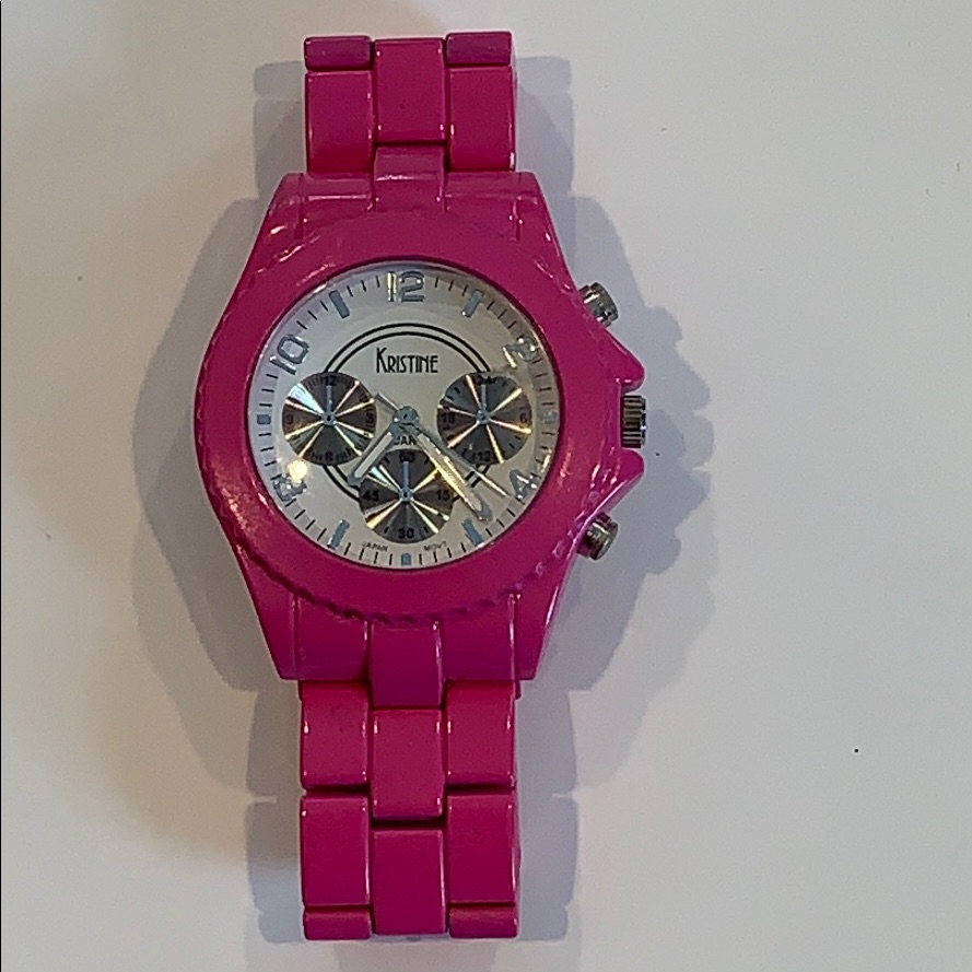 Kristine Pink Plated Chronograph Watch White Dial